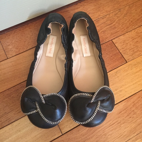 SEE BY CHLOE ZIPPER PUNK BOW BALLET FLATS - Picture 2 of 7